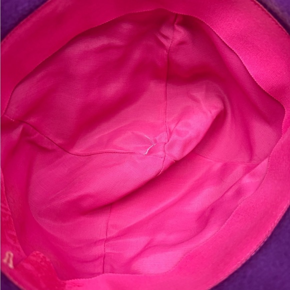 Vintage Gypsy Wizard Purple Wide Brim Hat Crushed Velvet Crown Ribbon Union Made - Picture 9 of 12